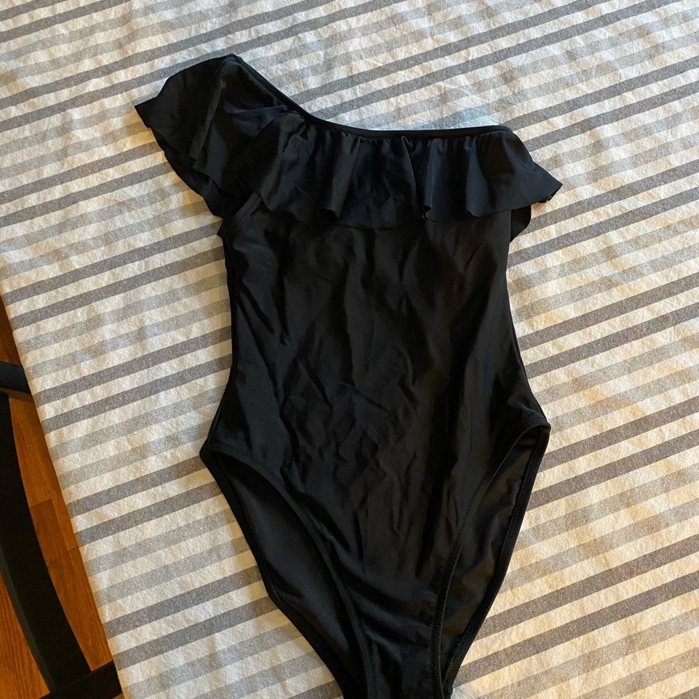 Jcrew factory black one shoulder swimsuit small